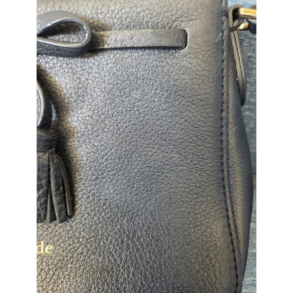 Kate Spade Hayes Street Eniko Black Leather Crossbody Bag Bow & Tassels
